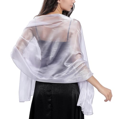 Ladiery Seide Schals und Wraps für Abendkleider Frauen Sheer Soft Brautjungfer Hochzeit Shawl Party Organza Stole von Ladiery