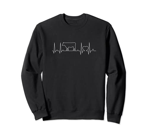 Damen Kuh Herzschlag Rancher Show Geschenk Sweatshirt Damen Kuh Herzschlag Rancher Show Geschenk Sweatshirt von Ladies Cow Heartbeat Cattle Rancher Show Design