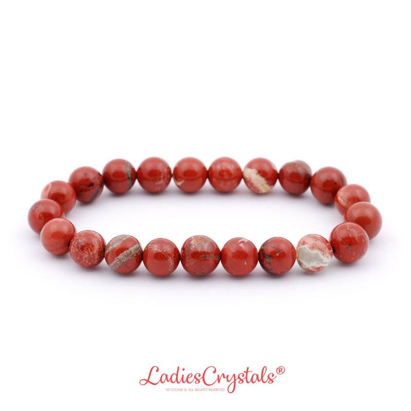 Roter Jaspis Armband, Armband Aus Rotem 8 Mm Perlen, Rundes Jaspis, Armbänder, Kristalle, Geschenke, Gastgeschenke, Perlenarmband von LadiesCrystals