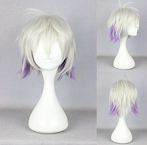 Ladieshair Cosplay Perücke Karneval - Nai Weiß/Lila 35cm von Ladieshair