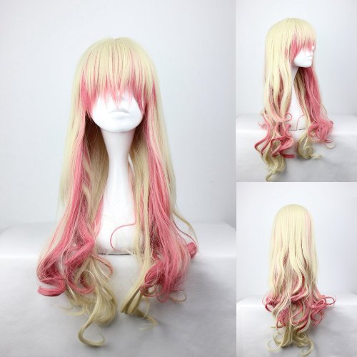 Ladieshair Cosplay Perücke blond rosa 70cm lockig Macross Series Sheryl Nome von Ladieshair