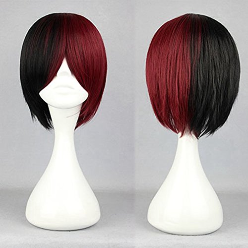 Ladieshair Cosplay Perücke in Rot und Schwarz glatt ca. 32cm lang von Ladieshair