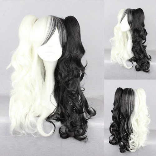 Ladieshair Cosplay Perücke schwarz blond 70cm wellig Lolita Wig von Ladieshair