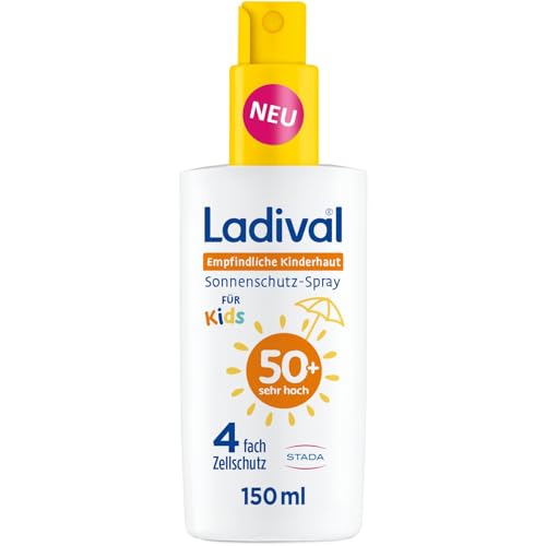 Ladival Kinder Sonnenschutz Spray LSF 50+ für empfindliche Kinderhaut - Sonnencreme für Babys und Kinder ab 6 Monaten, pflegend, extra wasserfest, 4-fach Zellschutz, 150ml von Ladival
