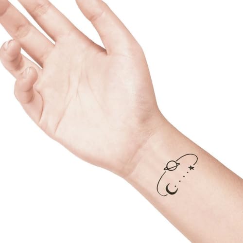 LaDot Temporäre Tattoos – Mond und Stern und viele weitere Designs | Sicher einfach anzubringen und ein Spaß für Kinder und Erwachsene von Ladot