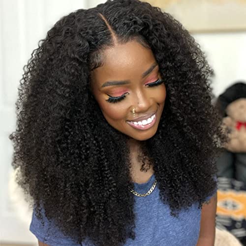 Ladoux 13 x 6 gelockte Frontperücken mit Spitze für Frauen, Afro, lockig, ohne Klebstoff, 180 % Dichte, vorgezogen, mit Babyhaar, transparent, 1 von Ladoux