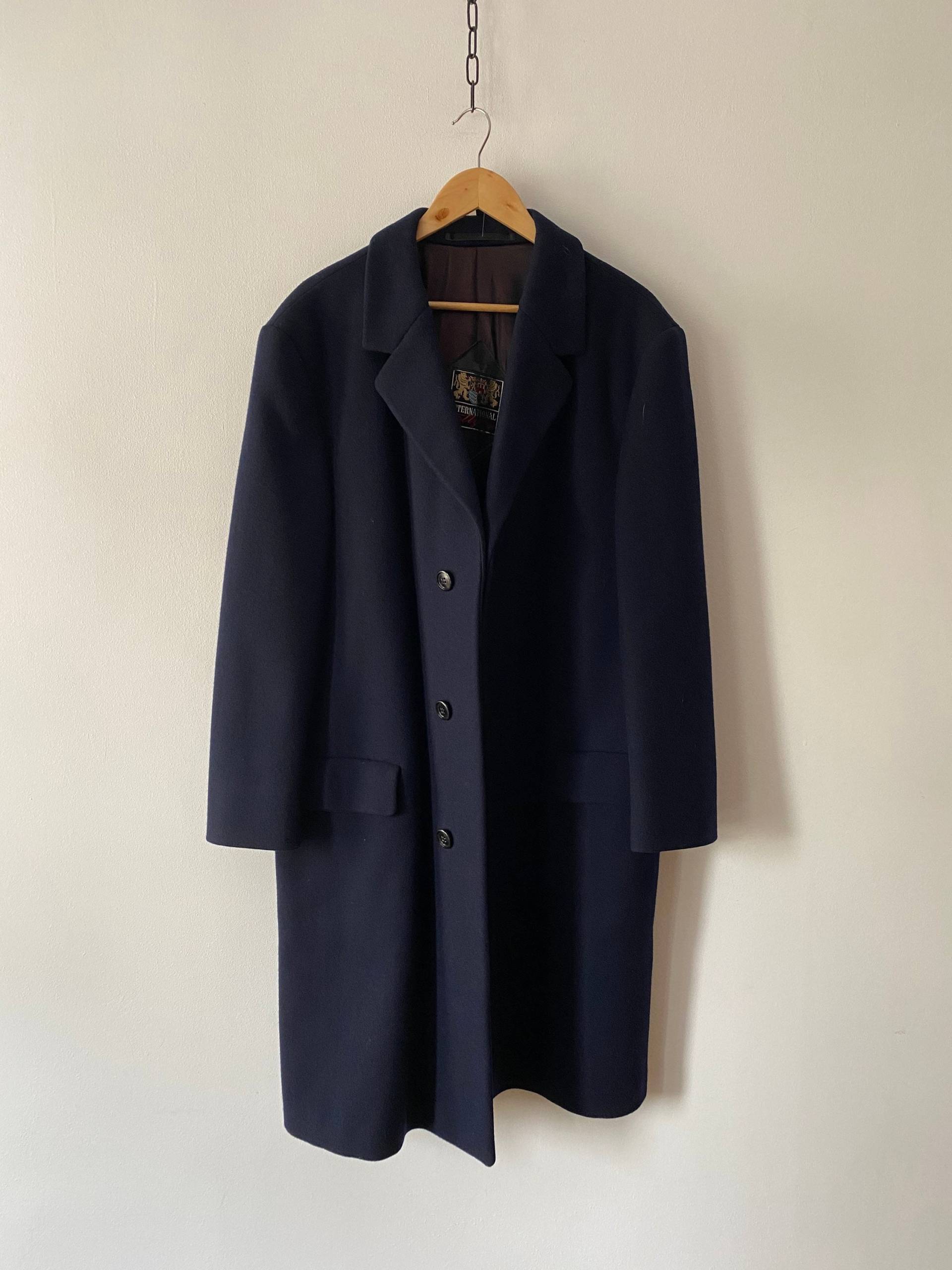 Erstaunlicher Vintage Oxford Blauer Wolle Internationaler Stil Trenchcoat Für Herren, Made in Germany, Passend L-xl von LadsOnWheels