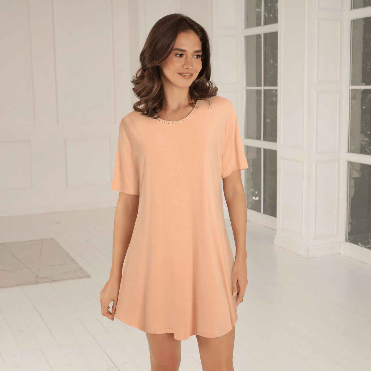 Lady Avenue Bamboo Babydoll, Korallenrot, Größe: L, Damen von Lady Avenue
