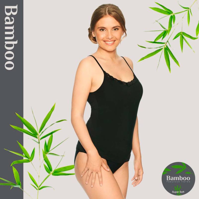 Lady Avenue Bamboo Oberteil, Schwarz, Größe: S, Damen von Lady Avenue