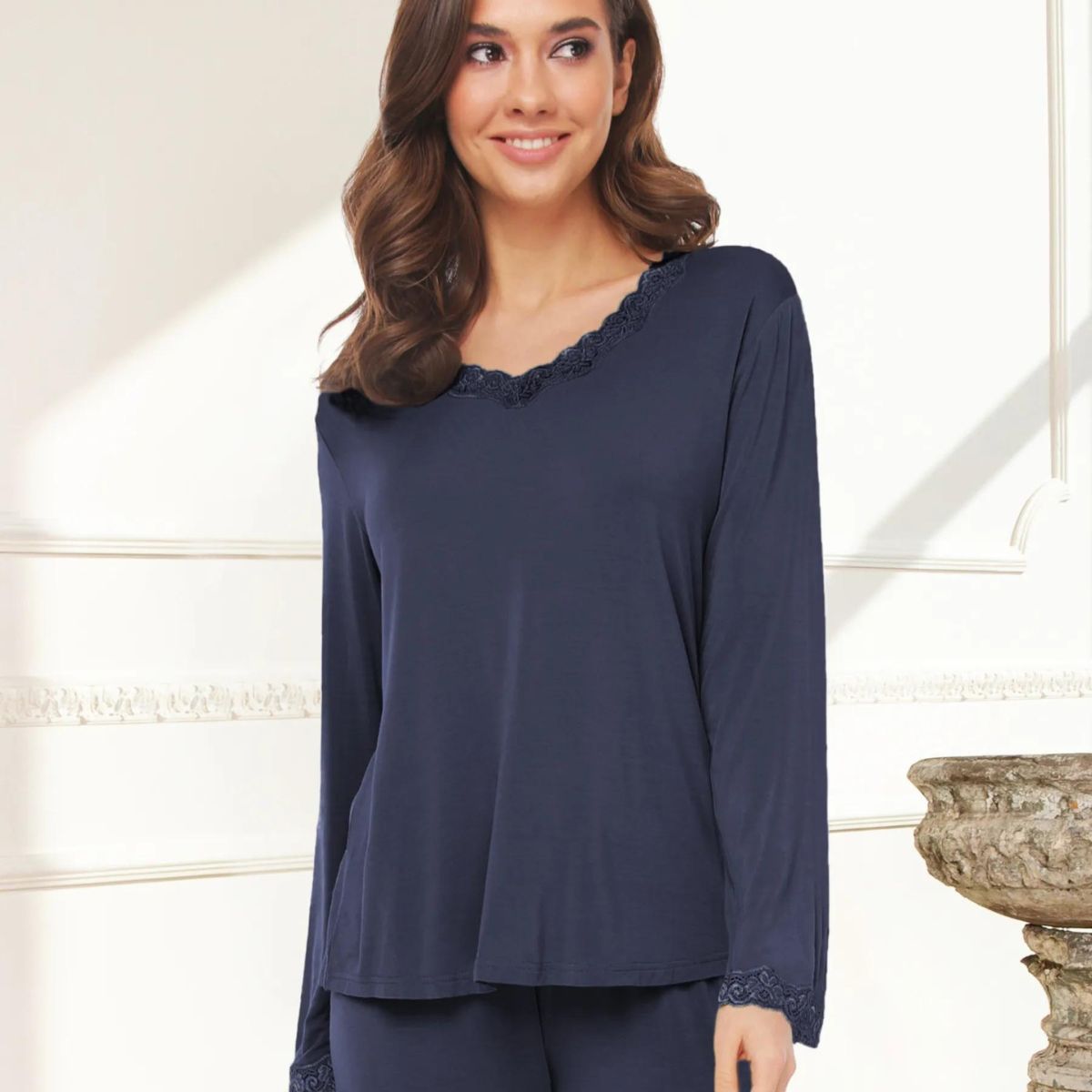 Lady Avenue Bamboo Pyjamas, Farbe: Blau, Größe: XL, Damen von Lady Avenue