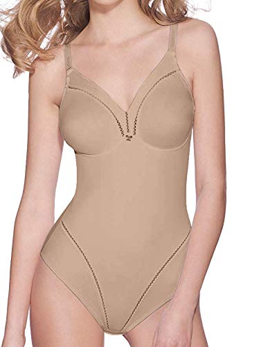 Lady Bella P6739 Body für Damen, formschön, ohne Bügel aus C- und D-Cups, nicht gepolstert und ohne Nähte, doppelter Stoff für flacher Bauch., Beige 85D von Lady Bella Lingerie