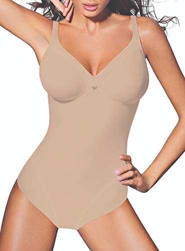 Lady Bella PA0194 Damen-Unterwäsche, formend, ohne Bügel, C- und D-Cup, nicht gepolstert, doppelter Stoff für flacher Bauch, breite Träger., Skin, 90D von Lady Bella Lingerie