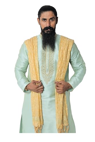 Lady Dwiza Traditioneller indischer Kurta Sherwani Dupatta-Schal für Herren (nur Dupatta), Gold, Einheitsgröße von Lady Dwiza