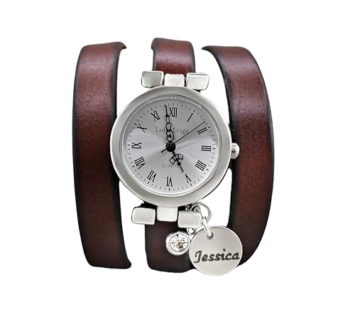 Lady Mirage unique & handmade Personalisierte Armbanduhr mit Gravurplättchen & Geburtsstein-Anhänger – Braun Echtleder Wickelarmband Weihnachten, Geburtstag, Jahrestage | Für Mama, Freundin, Ehefrau Lady Mirage unique & handmade Personalisierte Armbanduhr mit Gravurplättchen & Geburtsstein-Anhänger – Braun Echtleder Wickelarmband Weihnachten, Geburtstag, Jahrestage | Für Mama, Freundin, Ehefrau von Lady Mirage unique & handmade
