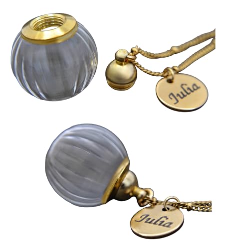 Lady Mirage unique & handmade Perfekte Geschenkidee für Damen: Personalisierte und Befüllbare Glaskugel-Halskette – Elegantes Gravur-Schmuckstück in Geschenkbox für Weihnachten und Geburtstage von Lady Mirage unique & handmade