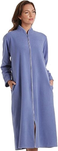 Damen-Bademantel mit Reißverschluss, Größen 38-40, Blau von Yikki