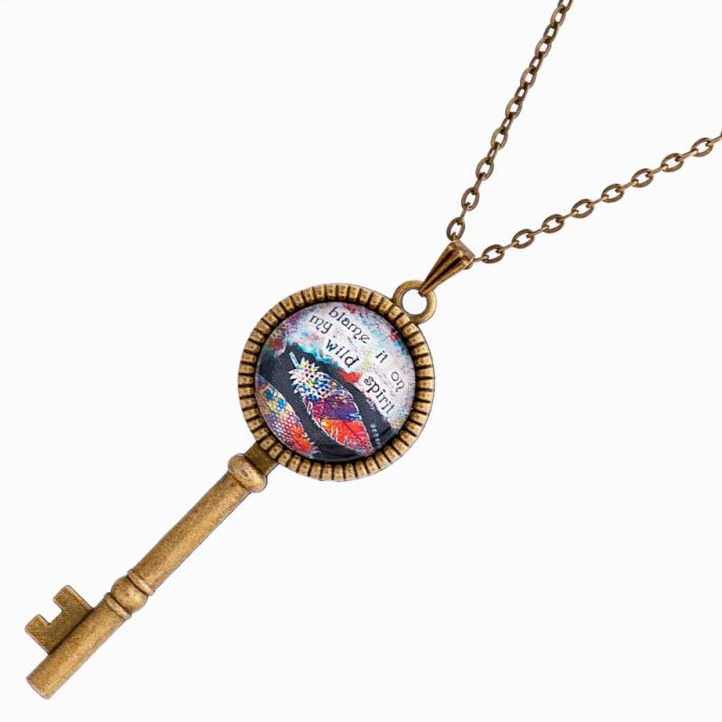 Free Spirit Schmuck - Wunderliche Halskette Feder Boho Schlüssel Geschenke Für Ihre Inspirierend Geschenk Kunst von LadyArtTalk