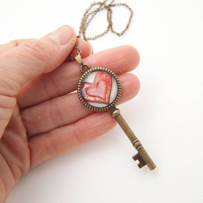 Halskette - Schlüssel Zu Meinem Herz-Halskette Rotes Herz Liebe Geschenke Für Sie Geschenk Beste Freundin-Geschenk-Ideen Frauen Lieben Rote Halskette - Schlüssel Zu Meinem Herz-Halskette Rotes Herz Liebe Geschenke Für Sie Geschenk Beste Freundin-Geschenk-Ideen Frauen Lieben Rote von LadyArtTalk