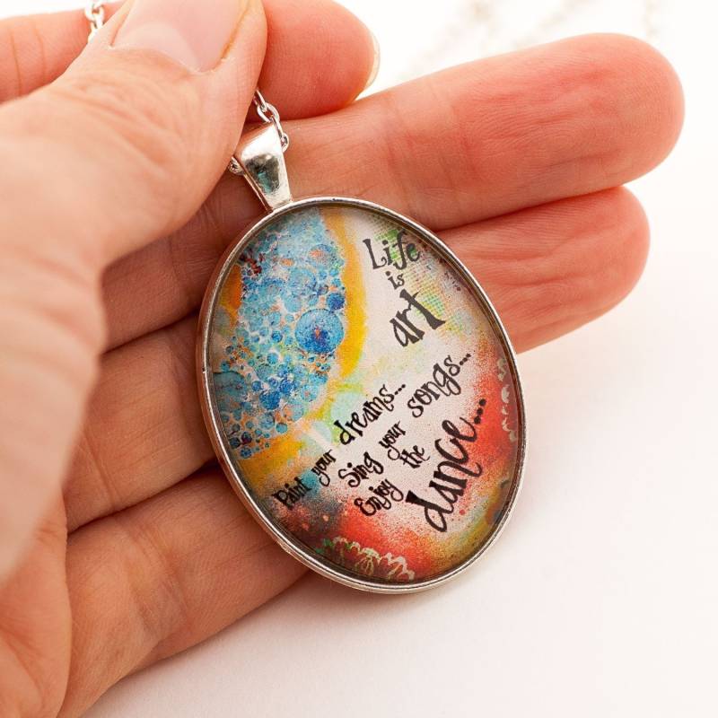Kunst Anhänger Schmuck, Lehrer Geschenk, Geschenke Für Künstler, Künstler Zitat, Zitat Kunst, Boho Schmuck Halskette, Inspirierendes von LadyArtTalk