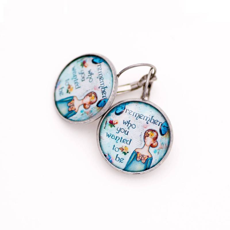 Kunst - Inspirierende Ohrringe Blau Grüne Motivations Ermutigung Geschenk Liebe Dich Selbst Wunderlichen von LadyArtTalk