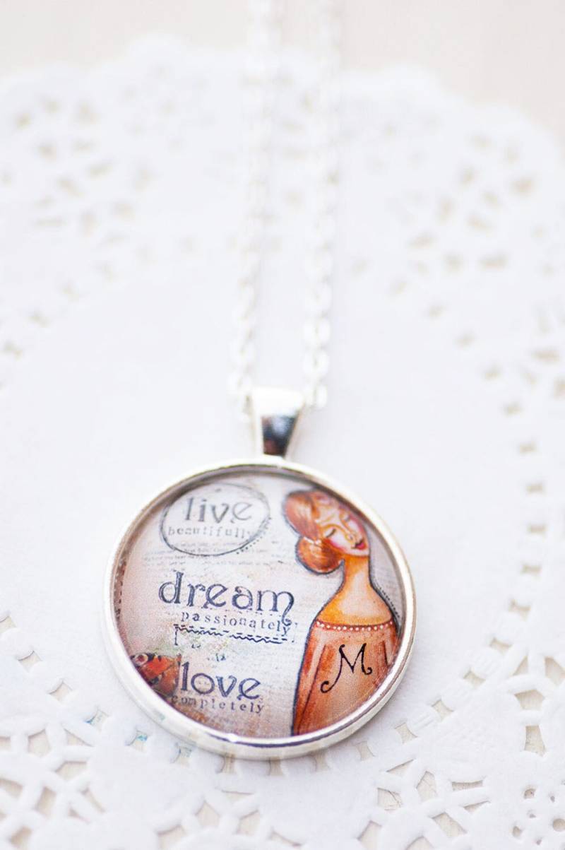 Monogramm Initial Halskette - Personalisierte Beste Freundgeschenk Braut Partei Geschenk Inspirierend Schmuck Skurril Zitat von LadyArtTalk