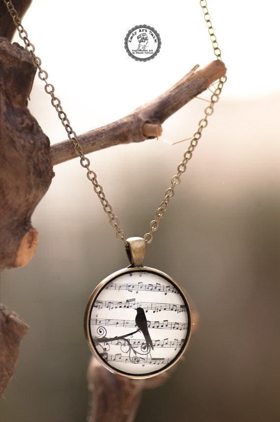 Musik Hinweis Halskette - Vogel Musik-Schmuck Geschenke Für Liebhaber Vogel-Liebhaber-Geschenk Musiker Wunderlich von LadyArtTalk