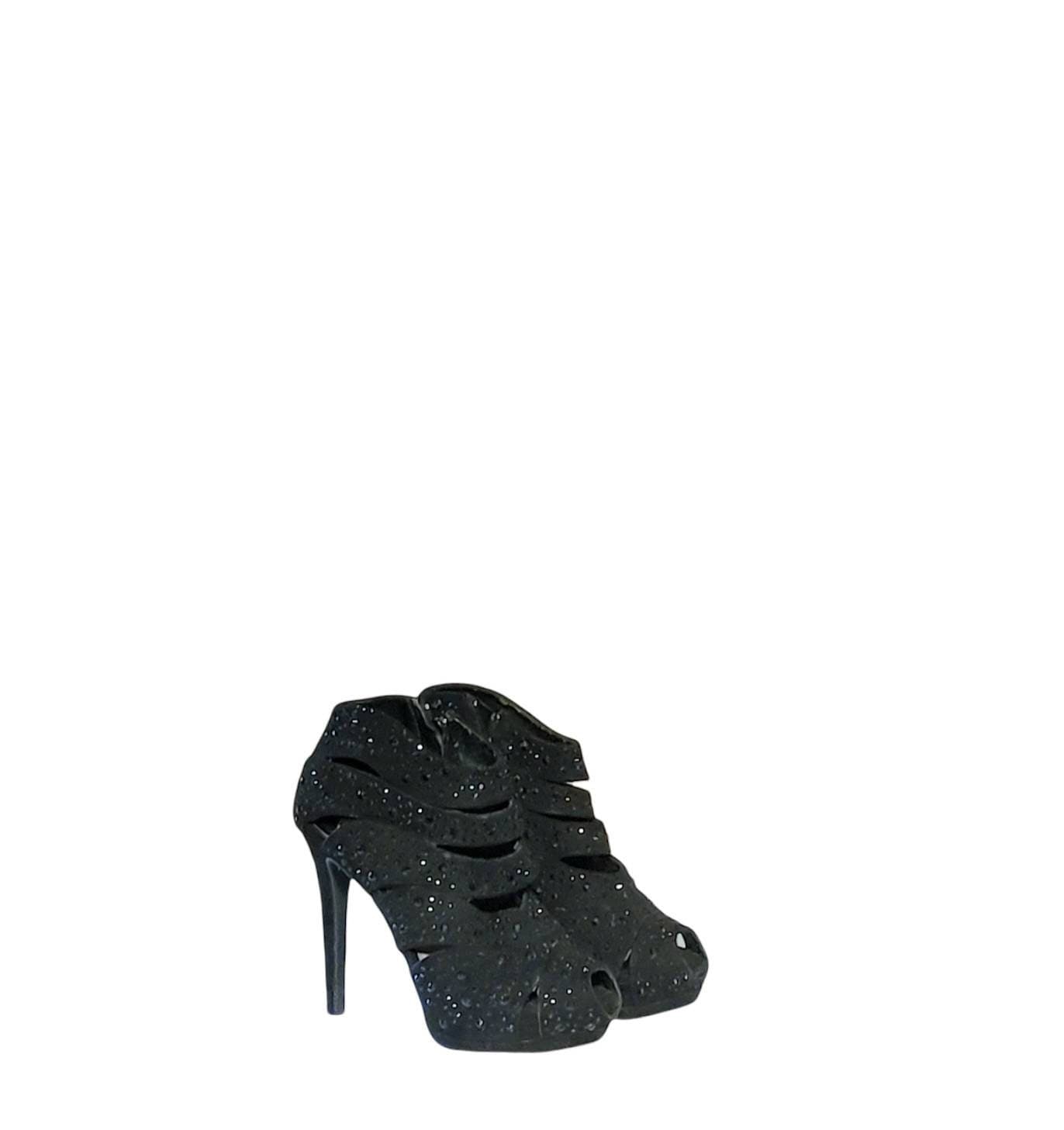 Damen Vintage Stoff Schwarze Strass Sandalen Von Bandolino Größe 6M/Damen Kleid Schuhe/Damen High Heels von LadyBsVintageBoots