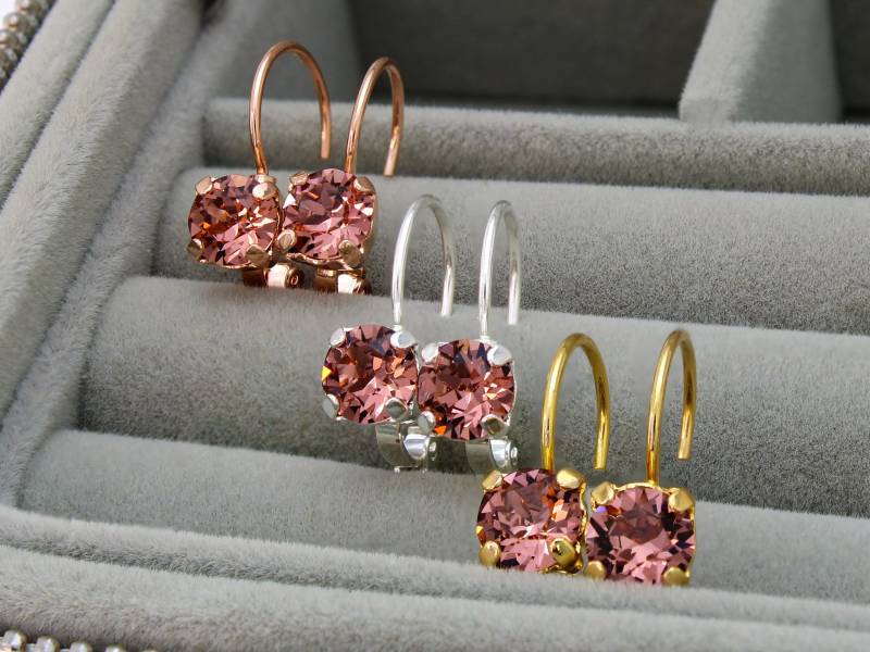 Blush Rose Swarovski Kristall Ohrringe Silber/Gold Rosévergoldet von LadyCJewellery