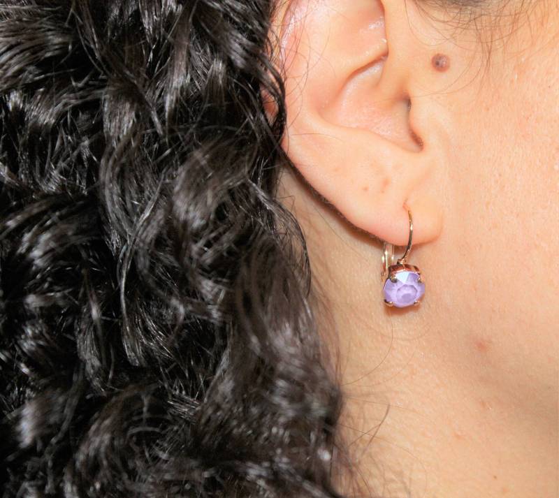 Kristall Ohrringe Flieder Lever Back Drop Baumeln Schmuck Geschenk Für Brautjungfern Lila Geburtstagsgeschenk Pastell Brisuren von LadyCJewellery