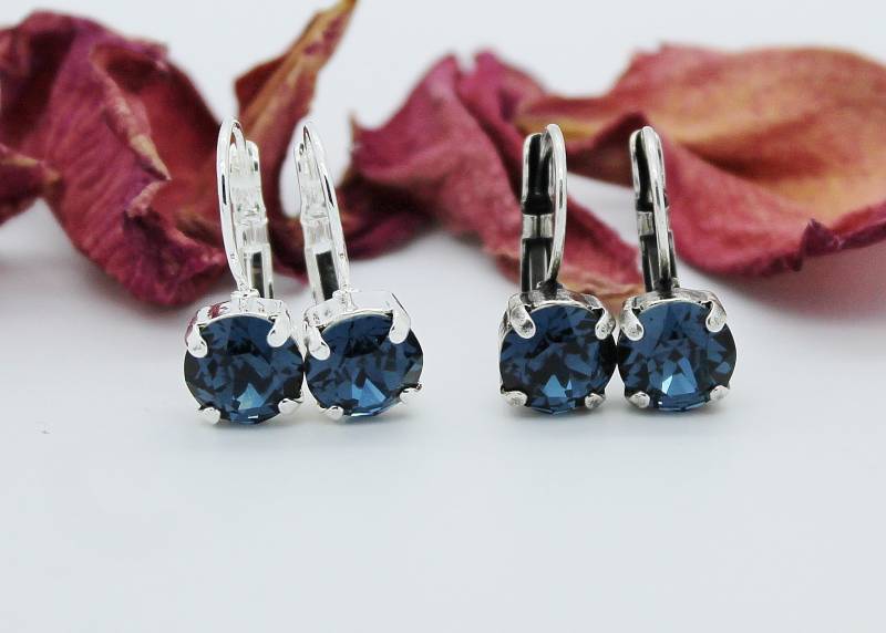 Montana Blaue Brisur Ohrringe Mit Swarovski Crystal Elements Wählen Sie Ein Finish von LadyCJewellery