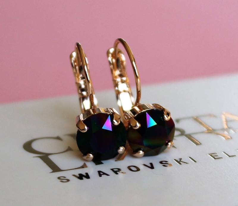 Rainbow Dark Kristall Brisur Ohrringe Mit Swarovski Crystal Elements Wählen Sie Ein Finish von LadyCJewellery