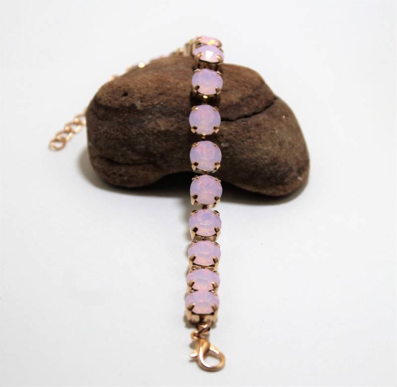 Rose Gold Plated Water Opal Tennis Armband Mit Swarovski Crystal Elements. Lady C Armbänder von LadyCJewellery