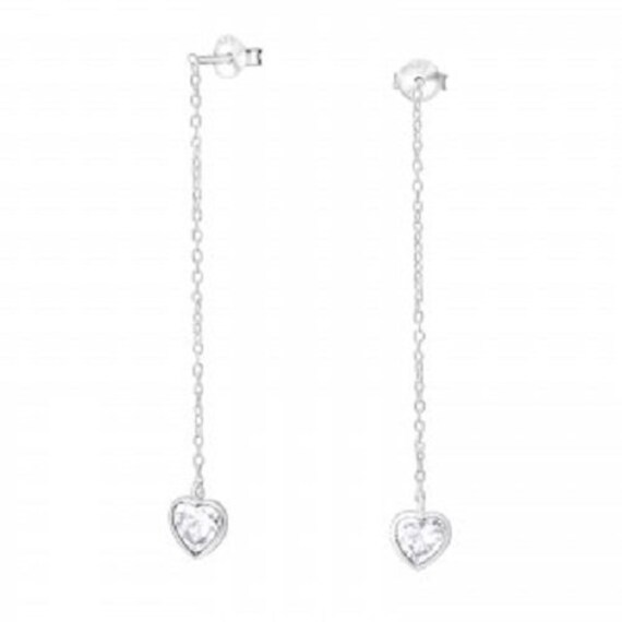Valentinstag Geschenk-Hängende Herz Ohrringe - 925 Sterling Silber Zirkonia Ohrstecker Von Lady C Jewellery von LadyCJewellery