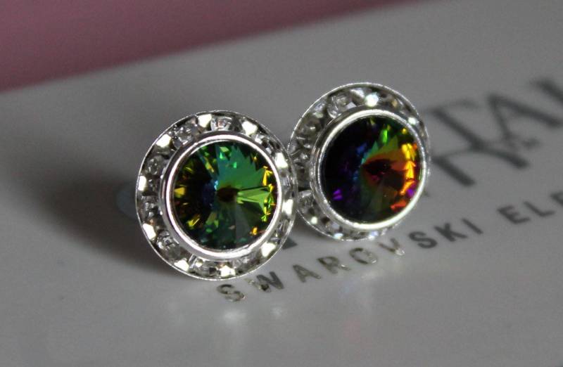 Versilberte Ohrstecker Mit Vitrail Medium Swarovski Crystal Elements von LadyCJewellery