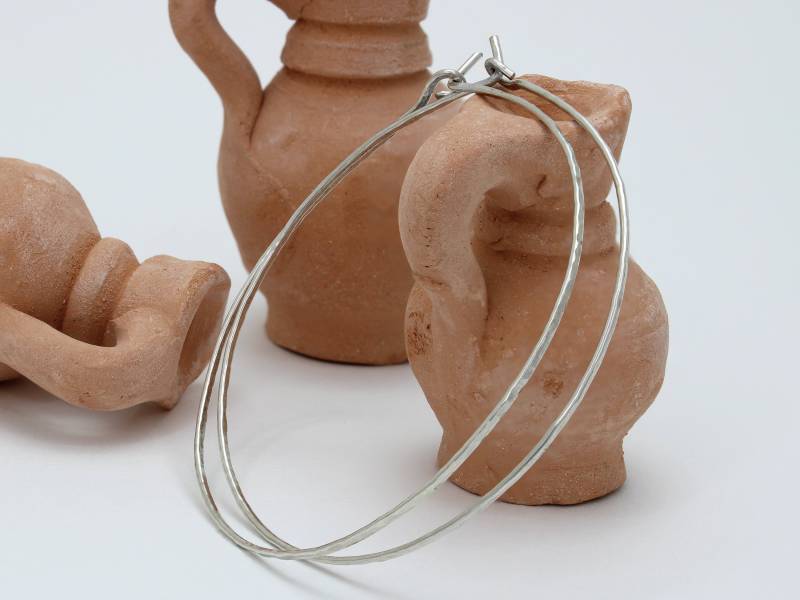 sterling Silber Hoop Ohrringe Handgemachte Minimalist Schmuck Leichte 40 Mm 50 60 von LadyCJewellery