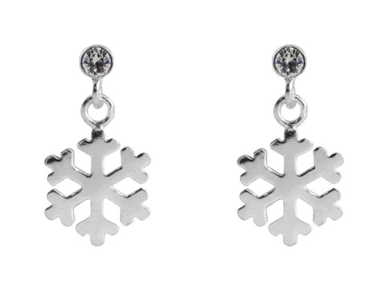 sterling Silber Schneeflocke Ohrringe Kubikzirkonia Hängende 925 Ohrstecker Geschenk Für Weihnachten von LadyCJewellery