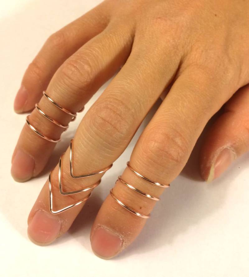 9 Midi Ringe -Gold /Silber/Rosegold -Set Von Obere Knöchel -Dünne Chevron Stacking -14K Gold-Gefüllt/Sterling Silber Draht Einstellbar von LadyDiJewelry
