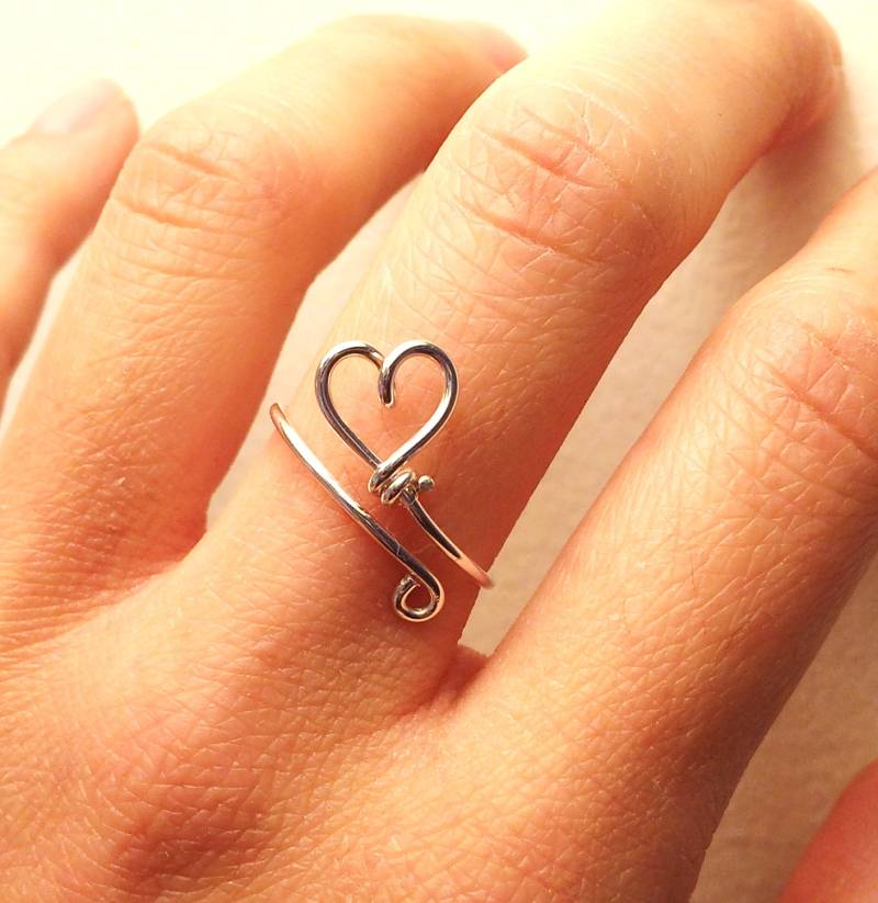 Herz Ring -Jahrestag 14K Gold /Rose Gold-Filled /sterling Silber -Schatz Paar Freundin -Geburtstag Brautjungfer -Einstellbar von LadyDiJewelry