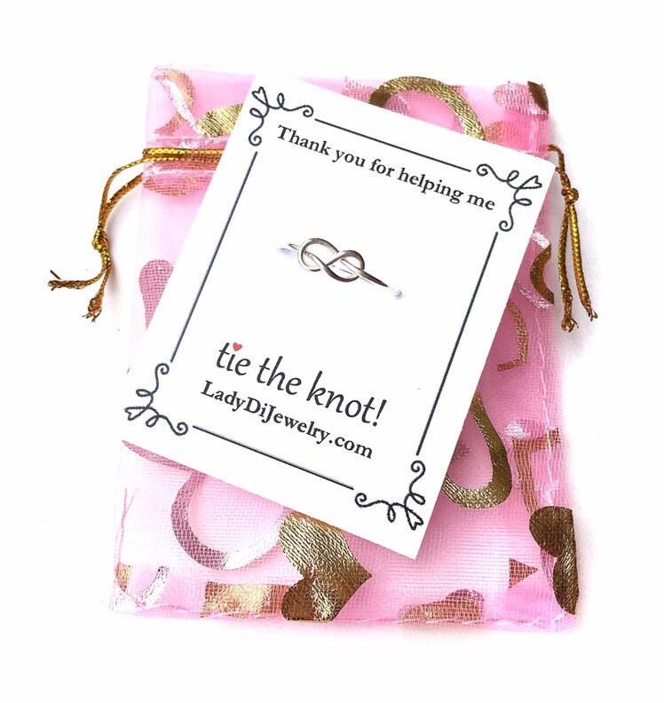 Infinity Knoten Ring - Brautjungfer Geschenk Set 3 4 5 6 -14K Gold/Rosegold-Gefüllt Sterling Silber Versprechen Freundin Einstellbare Weihnachten von LadyDiJewelry