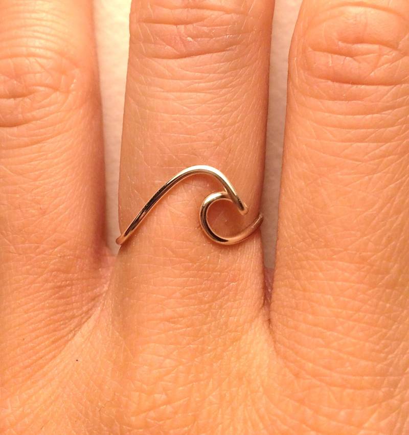 Sterling Silber Welle Ring - 14K Gold/Rose Gold-Gefüllt Türkis Blauer Draht Ozeanwelle Meeresflut Strand Surferinsel -Einstellbare Weihnachten von LadyDiJewelry