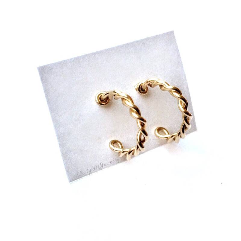 Verdrehte Hoop-Ohrringe -sterling Silber Creolen ~ 14K Gold/Roségold-Gefüllt -Klein Groß Jeden Tag Minimalistisch Modern Jubiläum Freundin von LadyDiJewelry