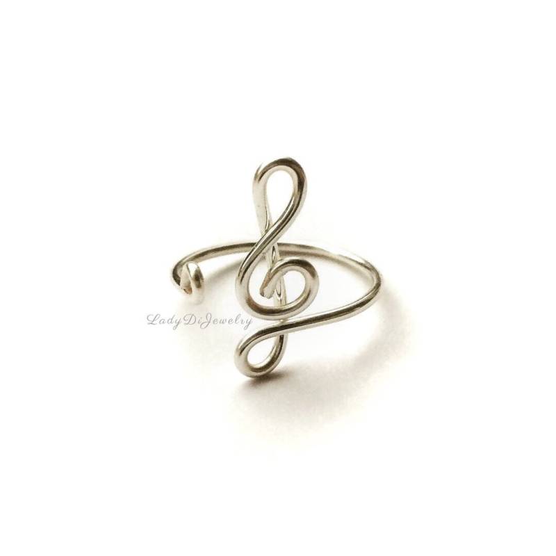 Violinschlüssel Ring -Musik Symbol -14K Gold /Rose Gold-Gefüllt /sterling Silber -Musiknote Musiker Lehrer -Einstellbar Weihnachten von LadyDiJewelry