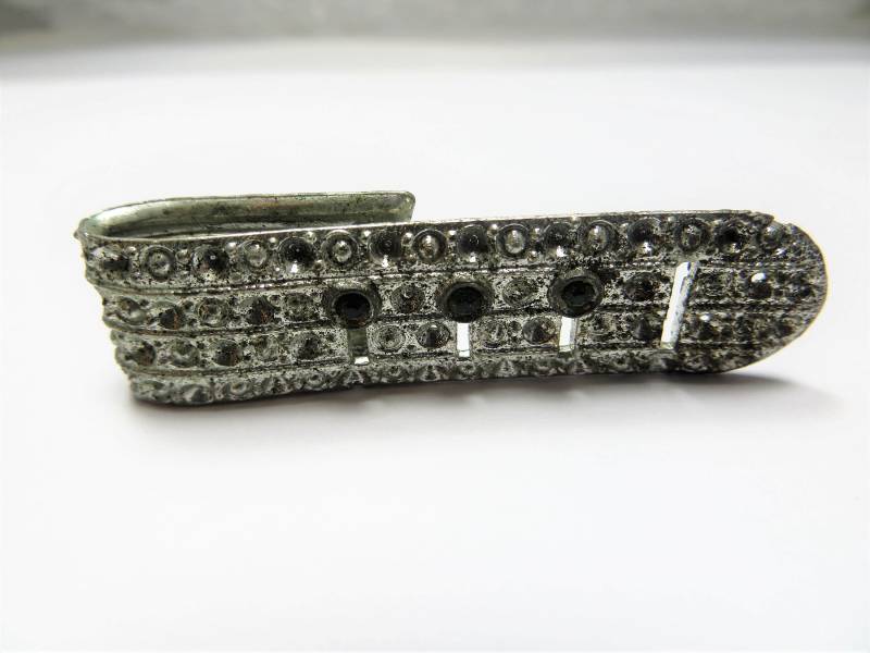 Antike Vintage Topf Metall Smaragd Grüner Strassstein Kleid Folie Oder Krawattennadel von LadyKsVintageFinds