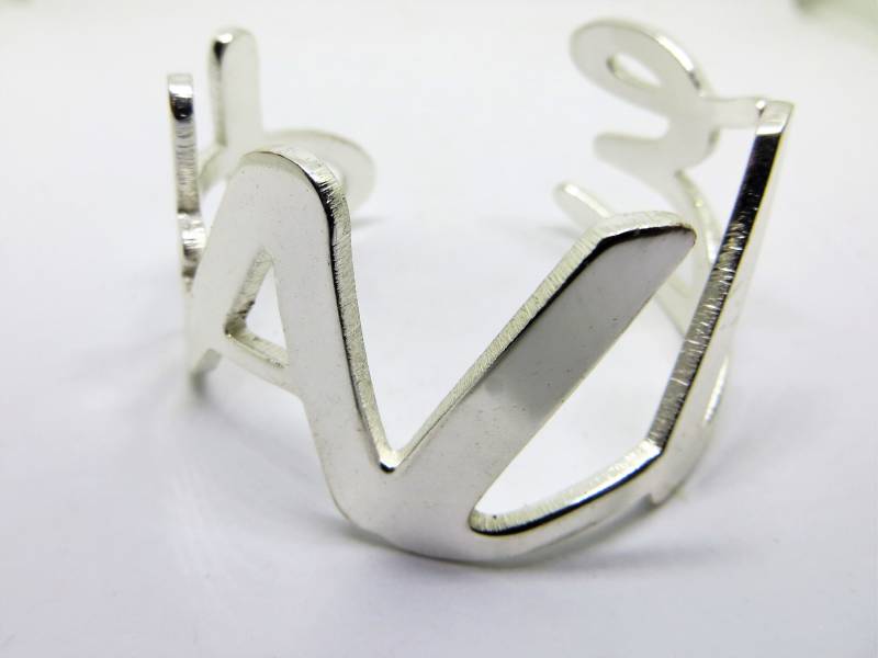 Jahrgang Rc Rustikale Manschette Halle Personalisierte Fett Armreif Signiert von LadyKsVintageFinds