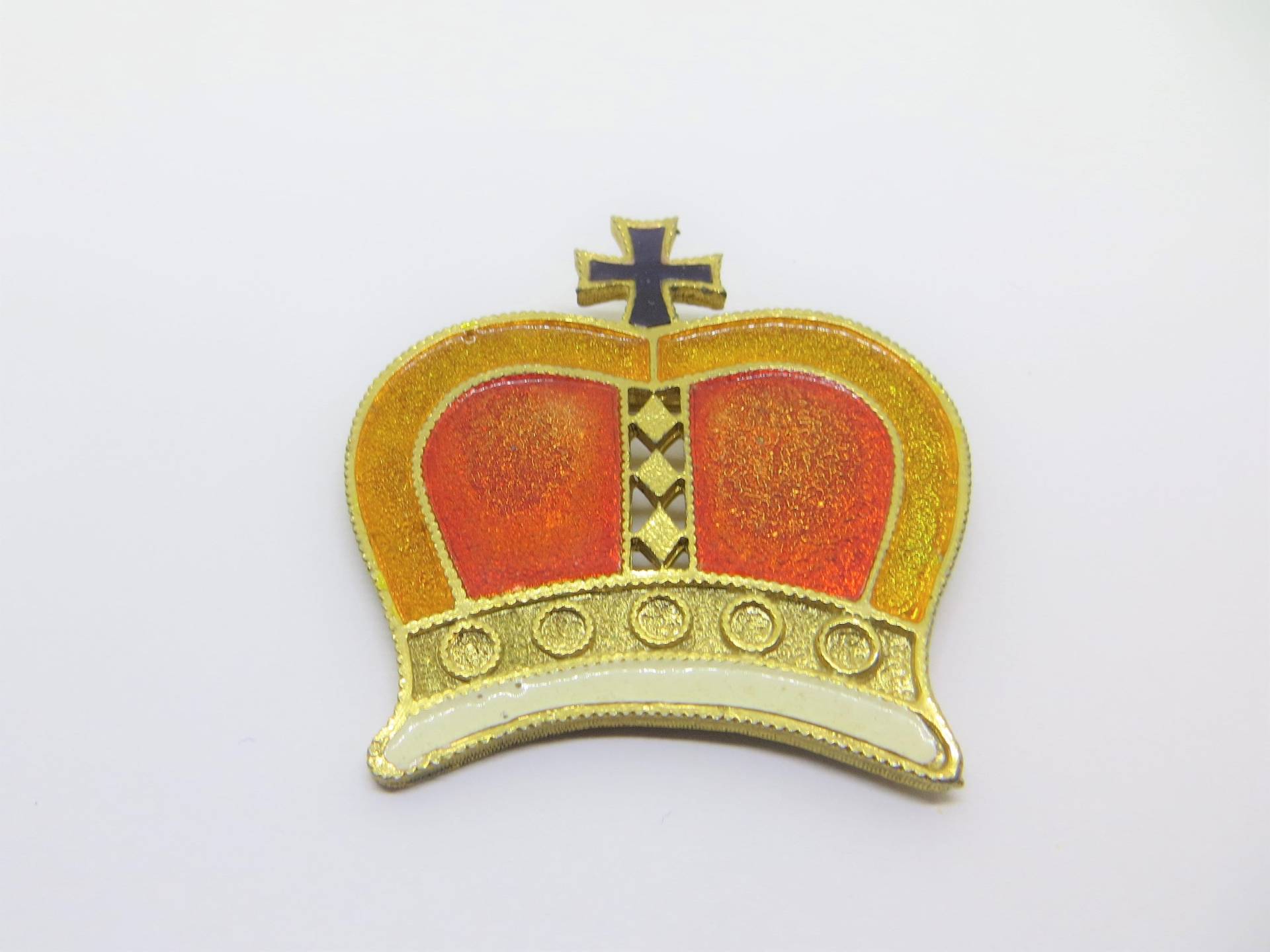 Vintage Emaille Große Krone Mit Kreuz Brosche von LadyKsVintageFinds