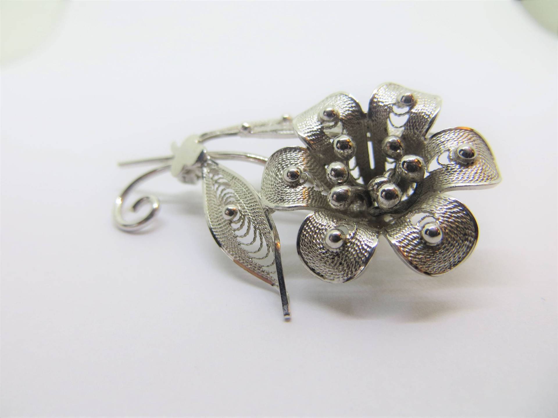 Vintage Mutige Sterling Silber Blume Brosche Pin Signiert Cameo 3D Design von LadyKsVintageFinds