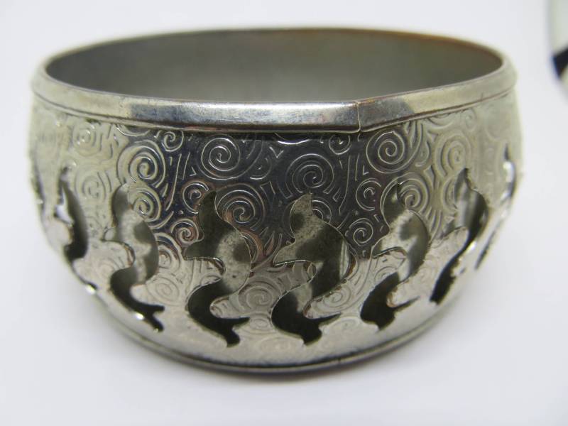 Vintage Silber Metall Ausschnitt Armreif Groß Und Fett von LadyKsVintageFinds