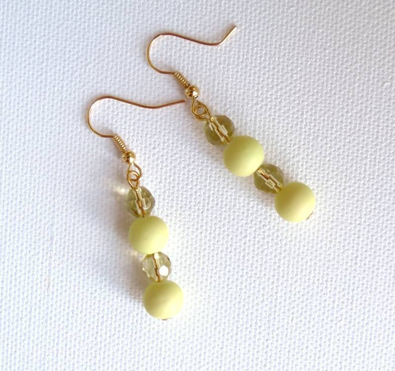 Ohrringe, Perlen Gelbe Kristal Perlenohrringe Ohrringe, Perlen Gelbe Kristal Perlenohrringe von LadyLiJewellery