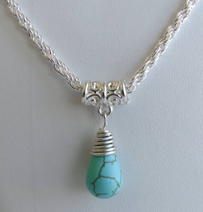 Türkis Anhänger Halskette Versilberte Kette Türkis Anhänger Halskette Versilberte Kette von LadyLiJewellery