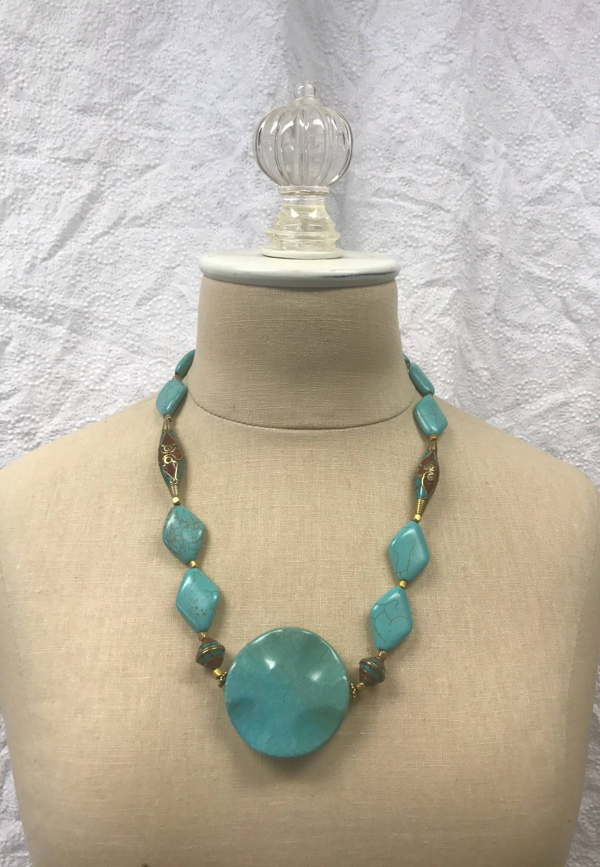 Türkis + Nepal Perlenkette von LadyMJewelryShop